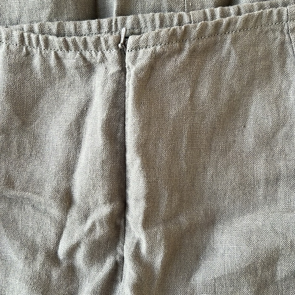 Eileen Fisher Medium Linen Taupe Side-Zip Pants - Picture 5 of 11